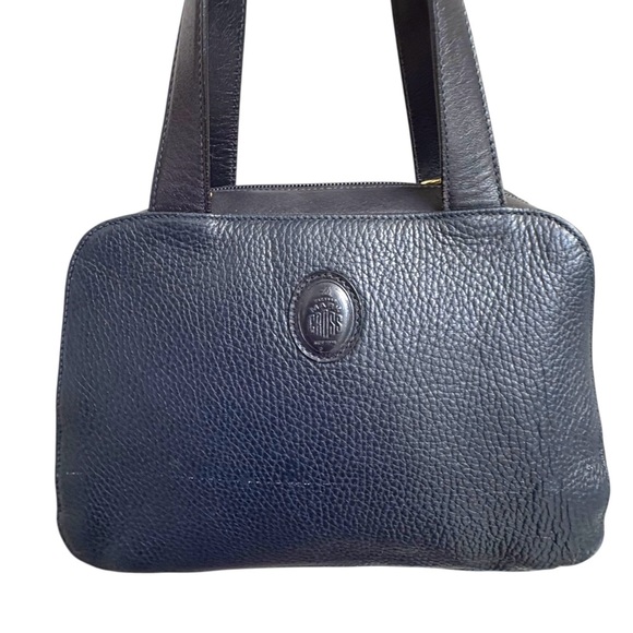 Mark Cross navy blue pebbled leather satchel vintage - Picture 1 of 11